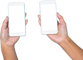 Person holding smartphones