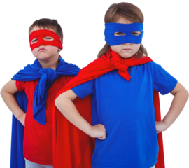 Masked kids pretending to be superheroes