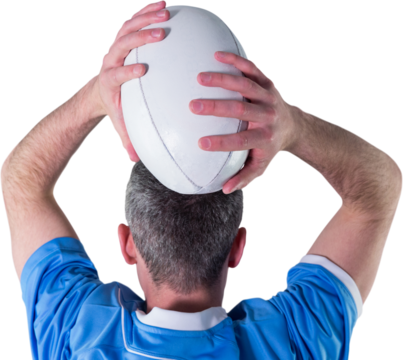 Rugby player about to throw a rugby ball