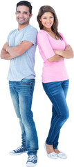 Fototapeta premium Happy friends with arms crossed back to back