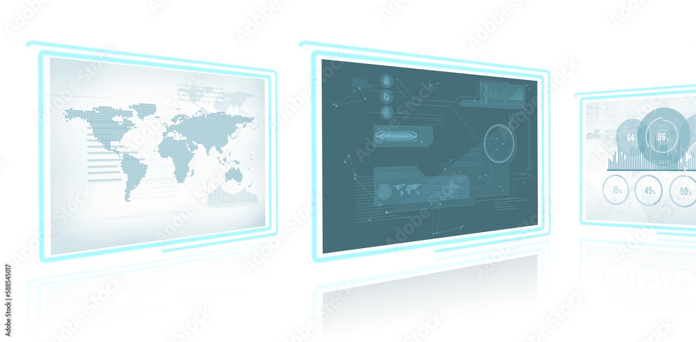 Poster vector image of business graphs and map