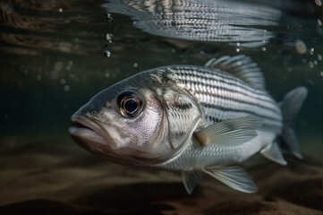 striped white perch underwater generated by AI
