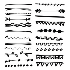 Set of handmade, hand drawn underline strokes isolated on white background EPS Vector	
