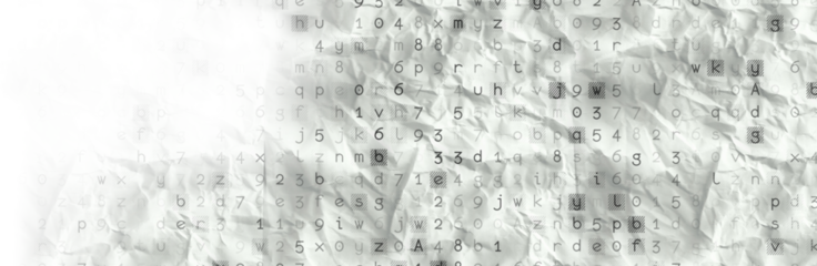 Digital composite image of text and numbers on gray screen