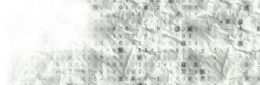 Digital composite image of text and numbers on gray screen