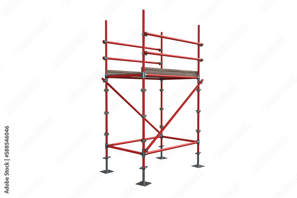 Poster 3d image of of red scaffolding