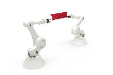 Composite image of robots with text