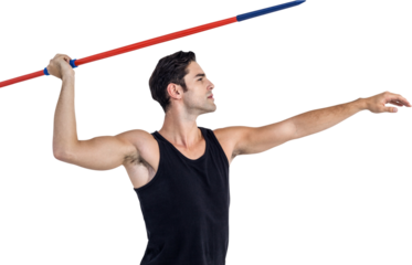 Male athlete preparing to throw javelin