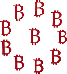 Bitcoin arranged in circular