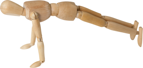 Wooden 3d figurine performing push ups