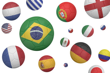 Obraz premium Footballs in various flag colours 