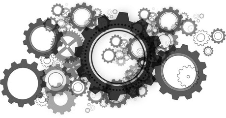 Close-up gears against white background