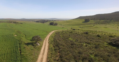 High angle view of pathway amidst landscape