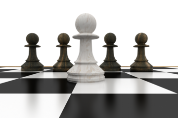 White pawn in front of black pawns