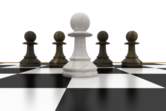 White pawn in front of black pawns