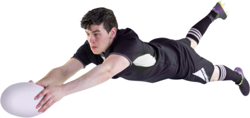 A rugby player scoring a try