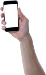 Rolgordijnen Cropped hand holding mobile © vectorfusionart