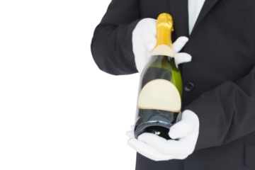 Waiter presenting champagne bottle
