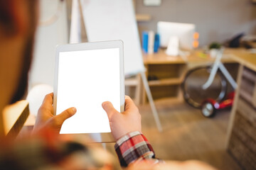 Graphic designer using digital tablet