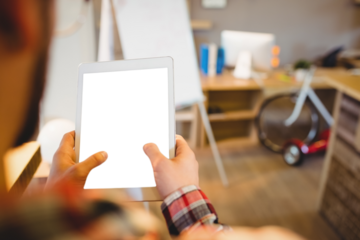 Graphic designer using digital tablet