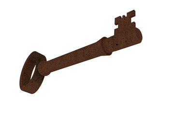 Digitally generated rusty old key