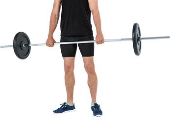 Fototapeta na wymiar Bodybuilder lifting heavy barbell weights