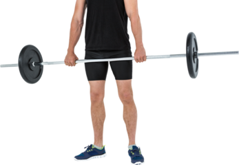 Bodybuilder lifting heavy barbell weights