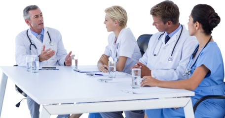 Medical team having discussion at table