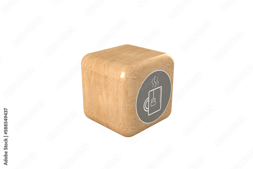Poster digital composite image of tea on cube