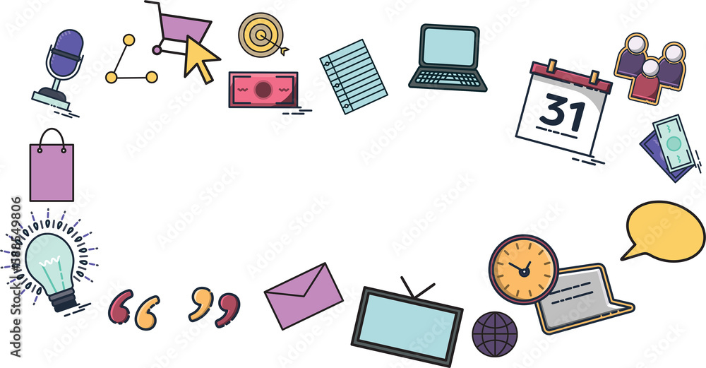 Aufkleber composite image of computer icons over white background