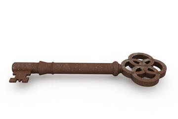Digitally generated rusty old key