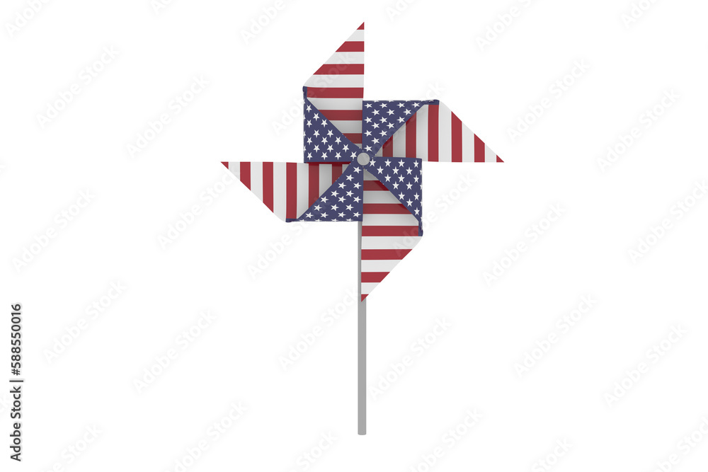 Poster 3d image composite of pinwheel with american flag pattern