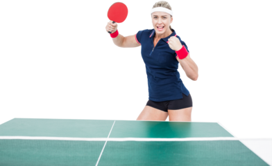 Female athlete playing ping pong