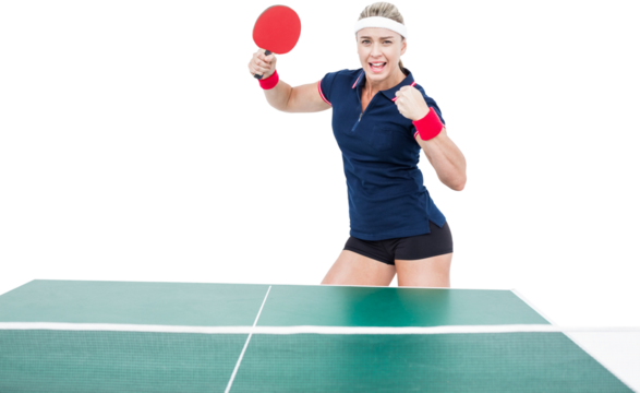 Female athlete playing ping pong