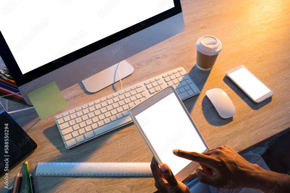 Canvas Prints male executive using digital tablet at his desk