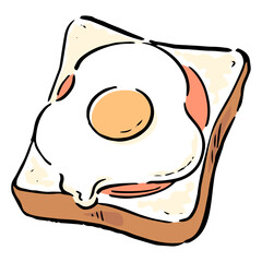 手描きのハムエッグトースト