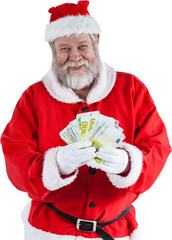 Naklejka premium Santa Claus showing currency notes
