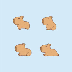 Cute capybara cartoon, vector illustration