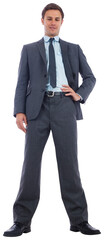 Serious businessman with hand on hip