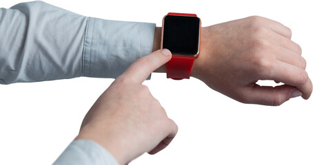 Cropped image of man using smart watch
