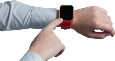Cropped image of man using smart watch