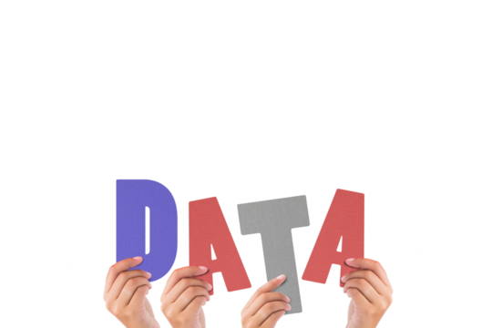 Colorful alphabet spelling data held up by people  - Powered by Adobe