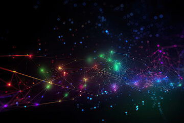 Obraz premium Technology data connections with neon background. Generative AI