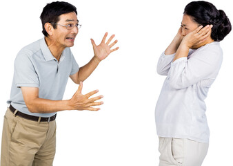 Older asian couple having an argument