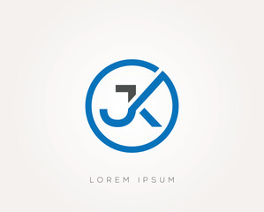 Creative JK  letter logo design with Circle template illustration