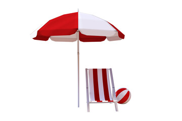 Digital composite image of striped folding chair and parasol with ball © vectorfusionart