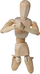 Close up of 3d wooden figurine kneeling