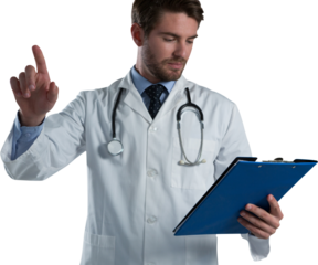 Male doctor using invisible screen