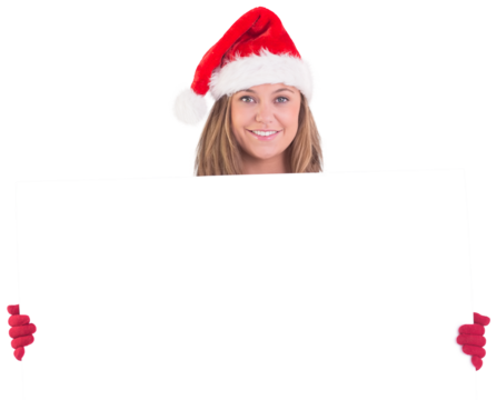 Festive blonde holding a poster - Powered by Adobe