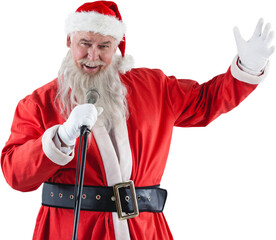 Portrait of Santa Claus singing Christmas songs